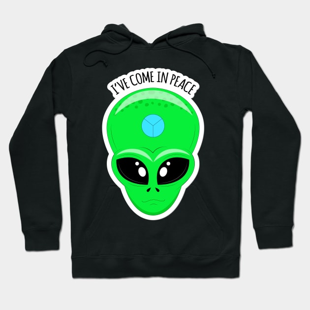 Alien face-I have come in peace Hoodie by Frispa